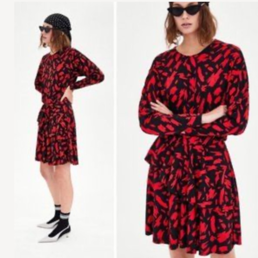 NEW | Zara Long Sleeve Patterned Dress